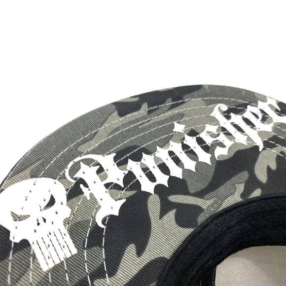 MARVEL Punisher Embroidered Skull Logo Flatbill Snapback Cap in Black - NEW - Picture 8 of 11